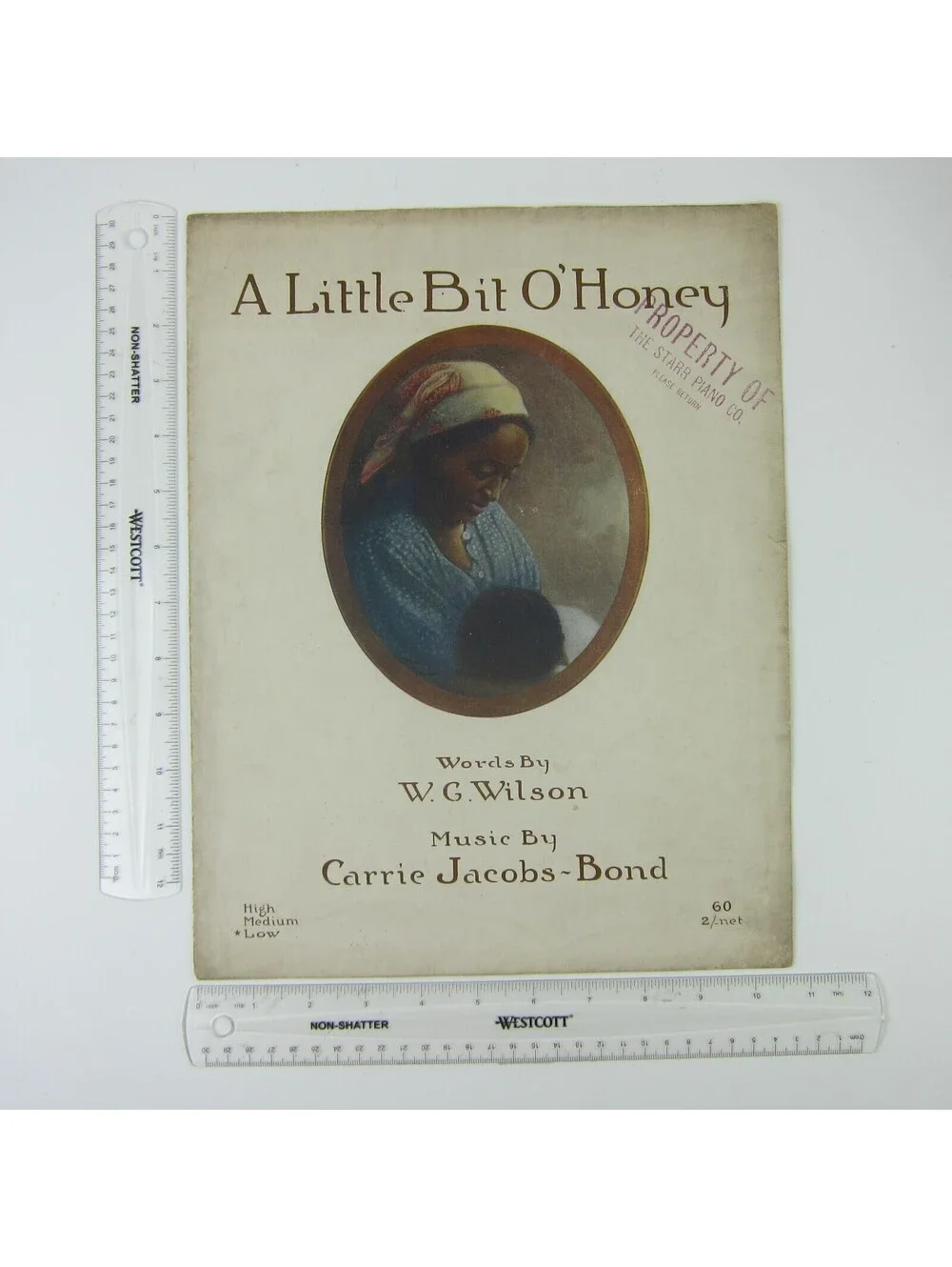 Sheet Music A Little Bit O' Honey Carrie Jacobs-Bond W. G. Wilson Antique 1917